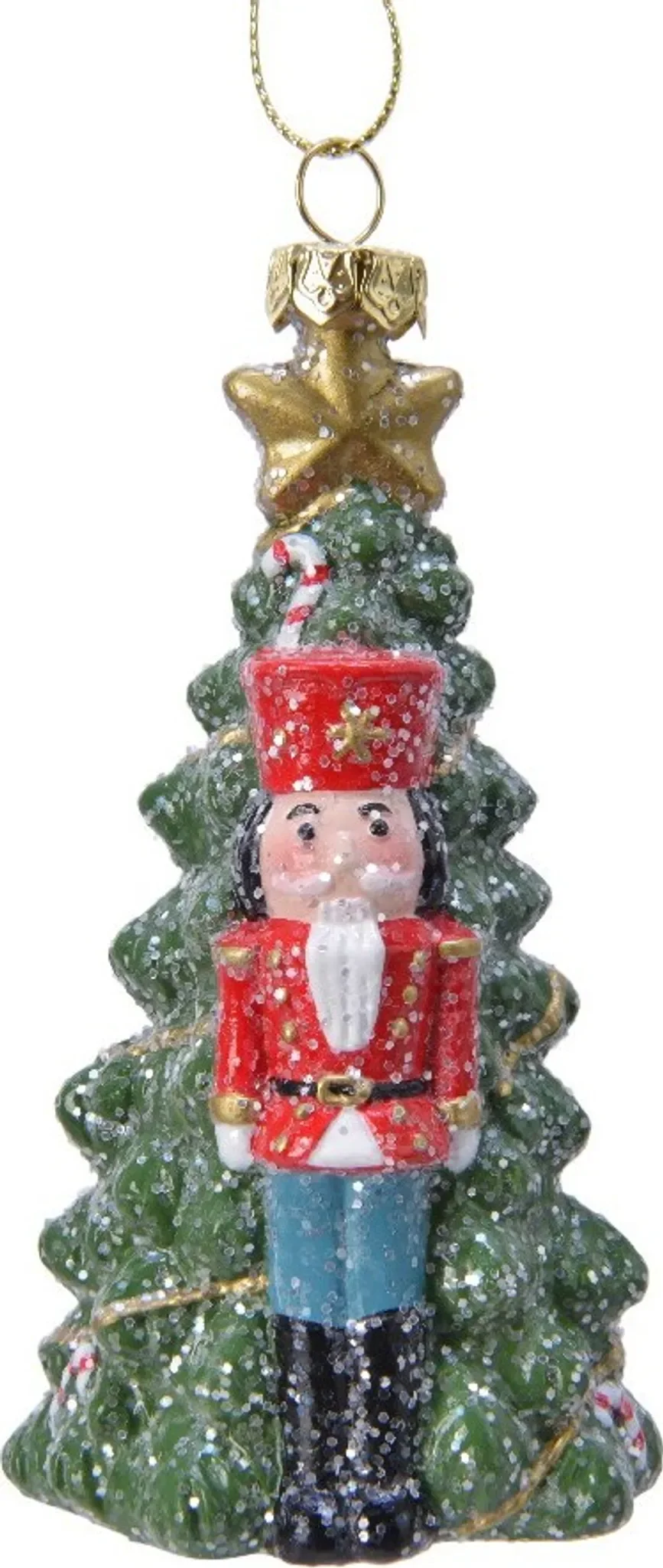 Christmas Decoration Anhänger „Nussknacker & Weihnachtsbaum“ – 10,5 cm, Kunststoff