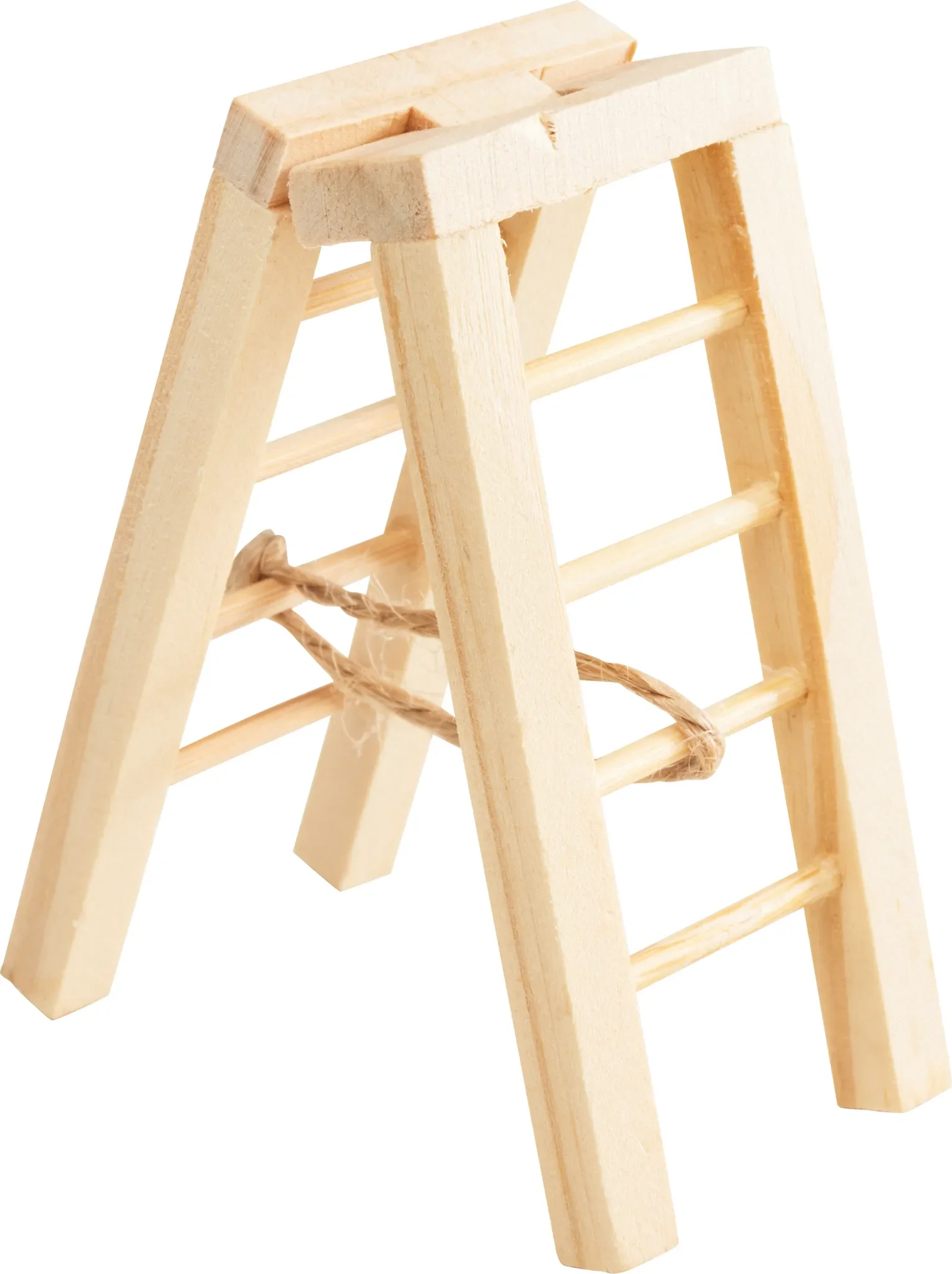 Hobbyfun – Miniatur-Stehleiter aus Holz, Natur, 2,4 × 3,5 × 7,5 cm