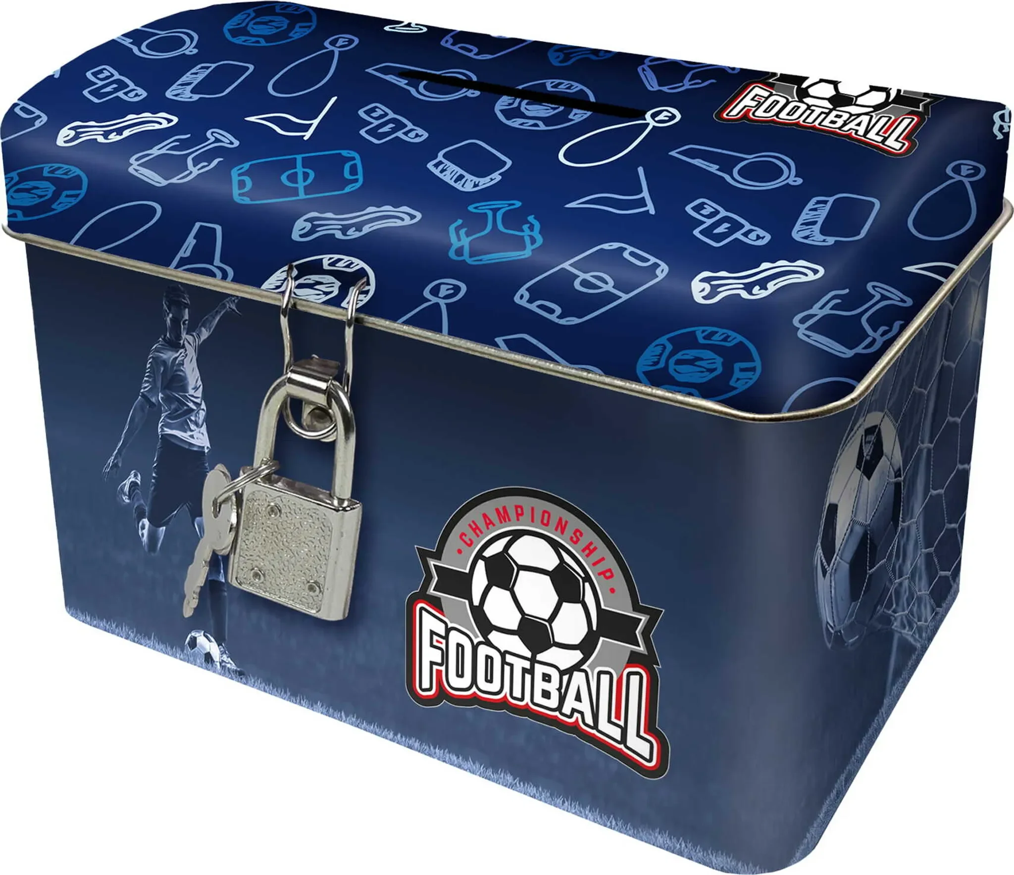 Derform Metall-Spardose „Ball 19“ mit Vorhängeschloss