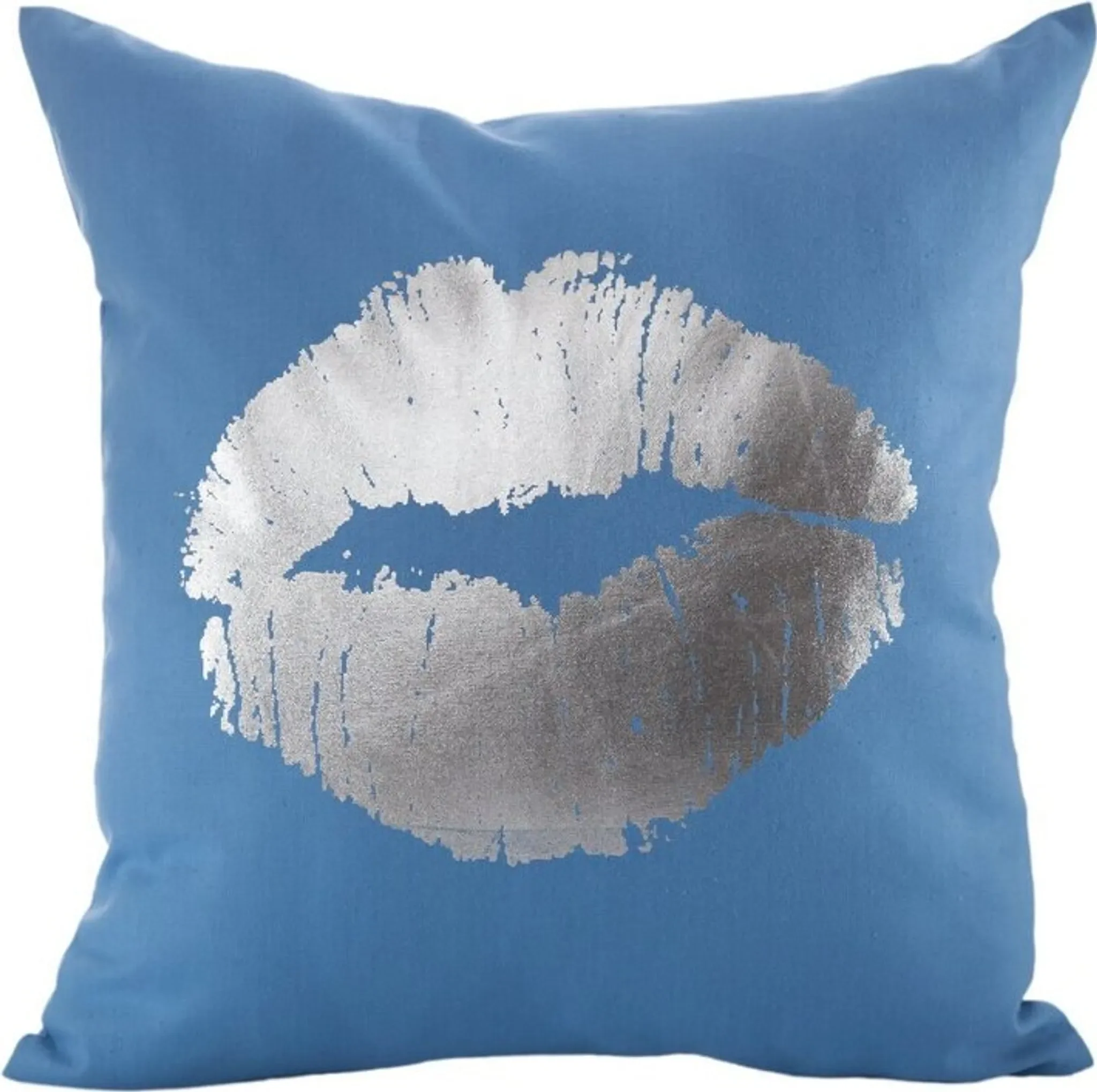 Eurofirany Kissenbezug „LIPS 1“ – 45 × 45 cm, Blau-Silber