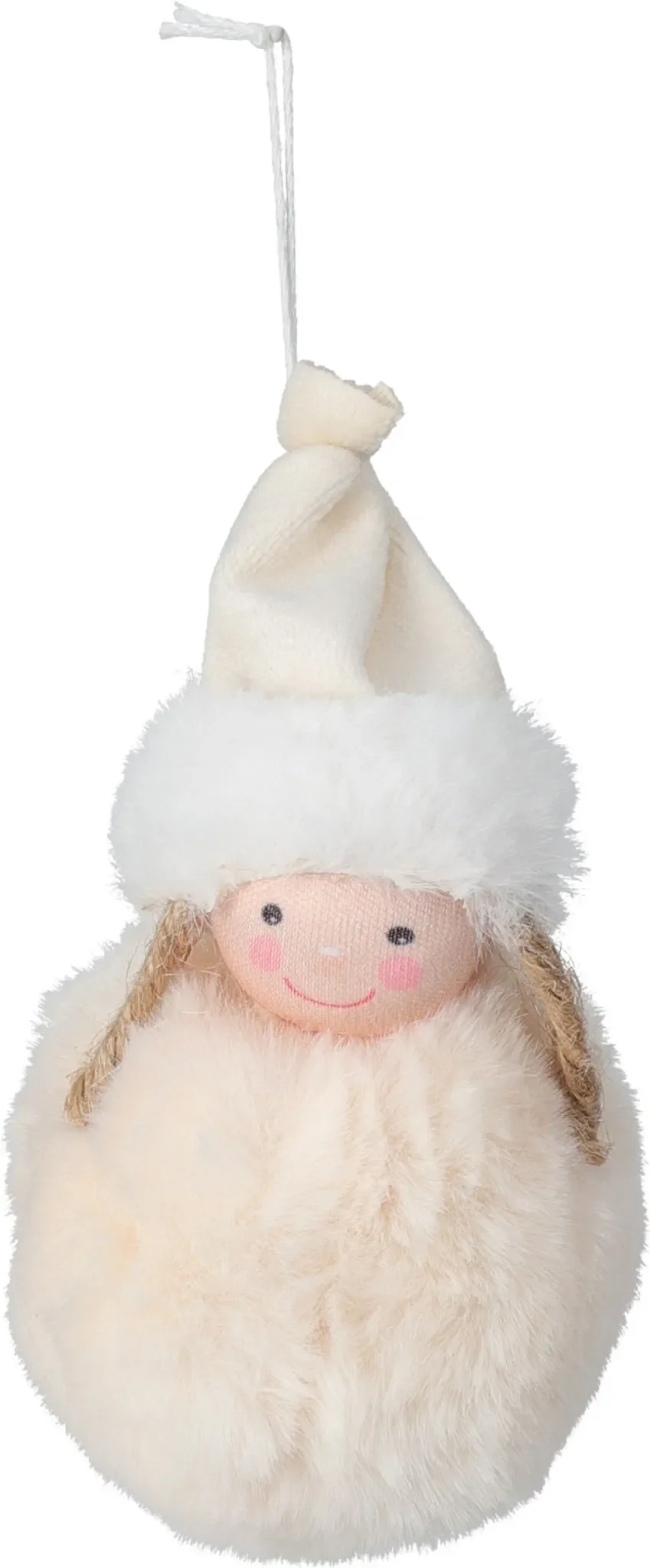 H&L Christbaumschmuck – Mädchen mit Hut, 13 cm, Creme