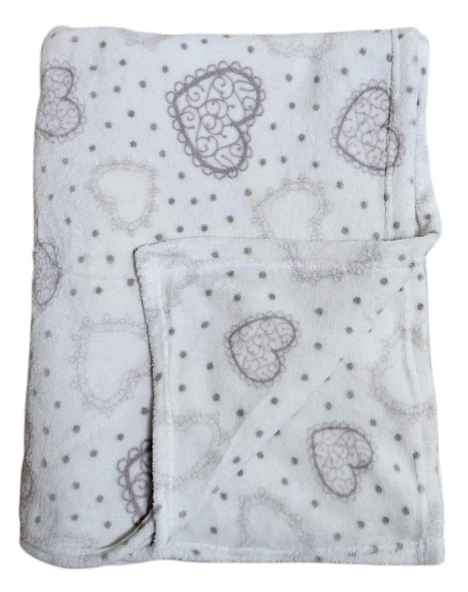 Meinposten Kuscheldecke „Herzen“ – 150 × 200 cm, Creme